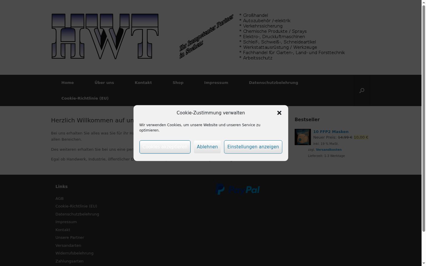 Screenshot of the consent banner shown before any interaction