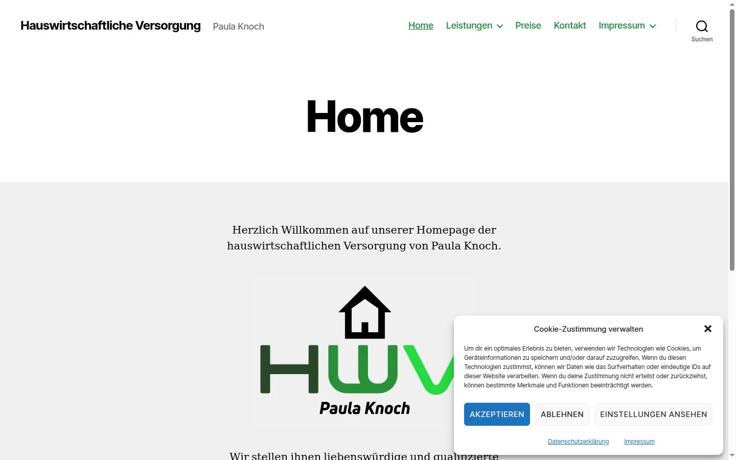Screenshot des Einwilligungsbanners vor jeglicher Interaktion
