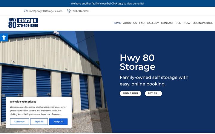 Screenshot of hwy80storagellc.com