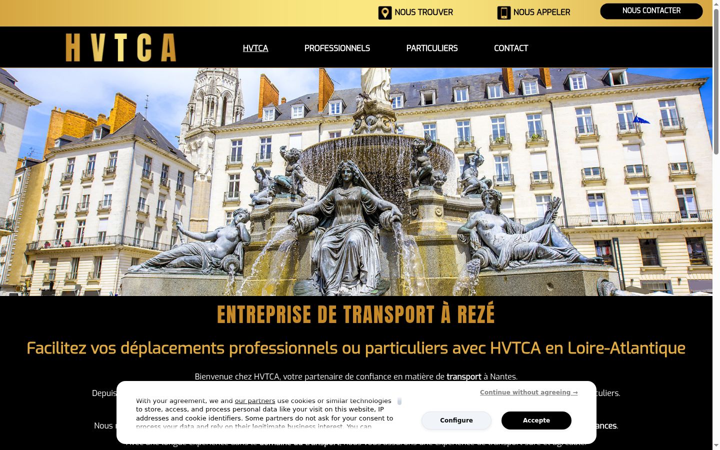 Captura de ecrã do banner de consentimento apresentado antes de qualquer interação