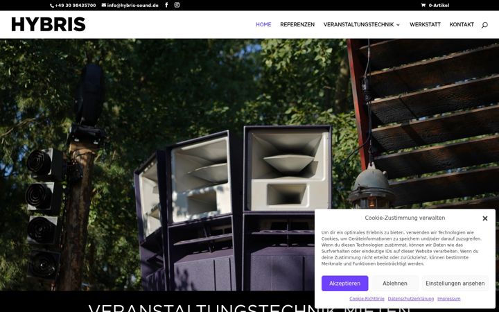Screenshot of hybris-sound.de