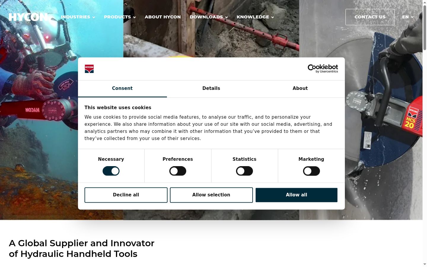 Screenshot del banner di consenso mostrato prima di qualsiasi interazione