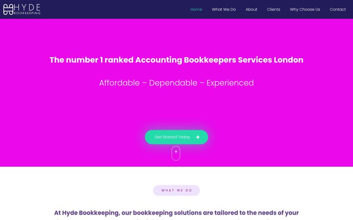 Screenshot of hydebookkeeping.co.uk