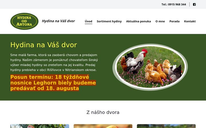 Screenshot of hydinanapredaj.sk
