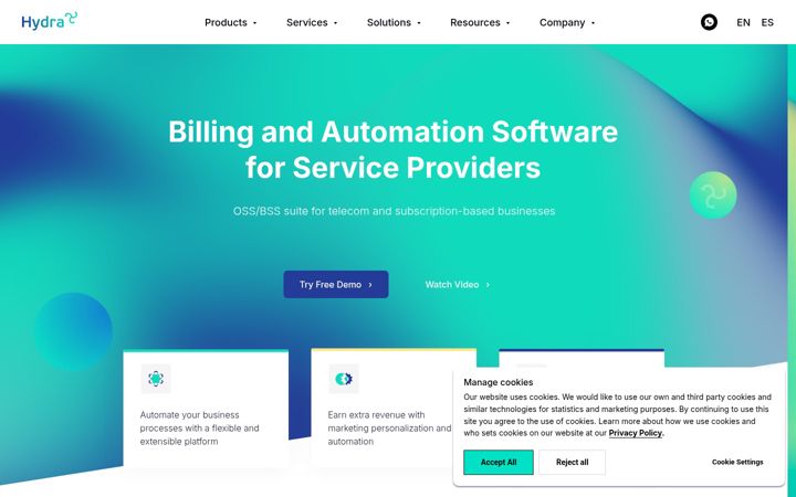 Screenshot of hydra-billing.com