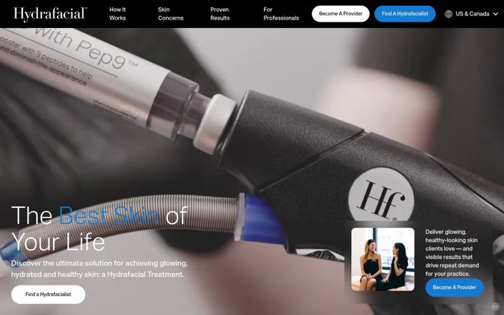Ekrano kopija hydrafacial.com