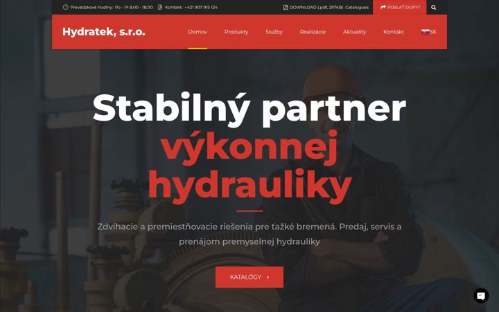 Captură de ecran a hydratek.sk