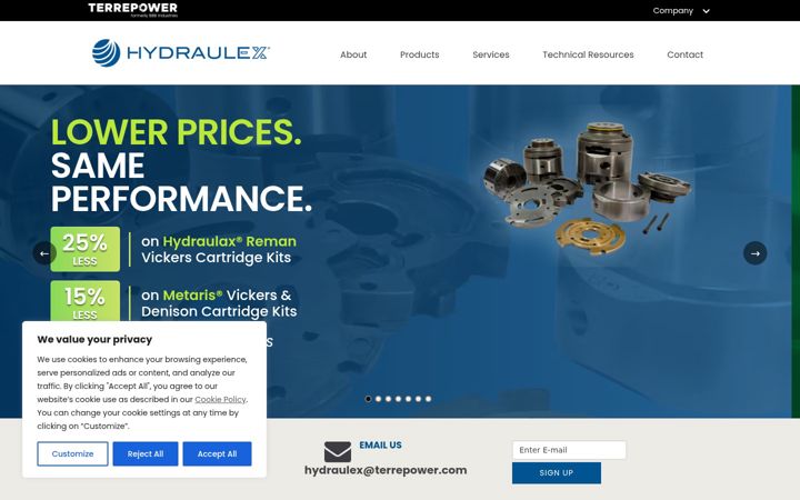 Screenshot of hydraulex.com