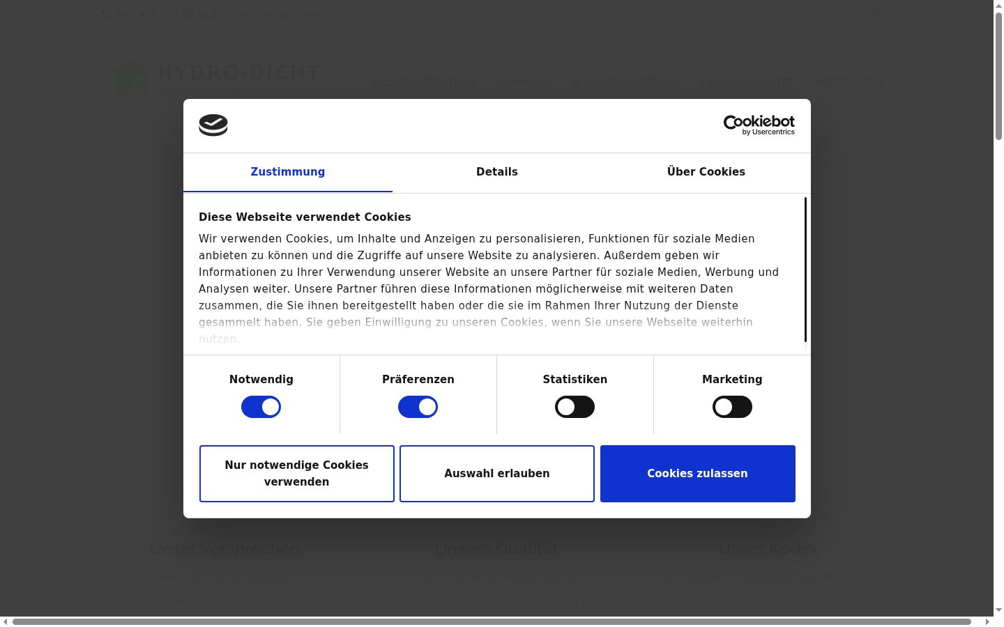 Screenshot del banner di consenso mostrato prima di qualsiasi interazione
