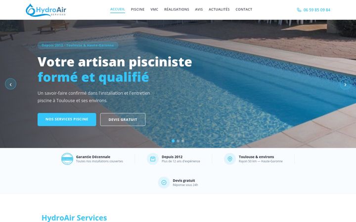 Screenshot of hydroair-services.fr
