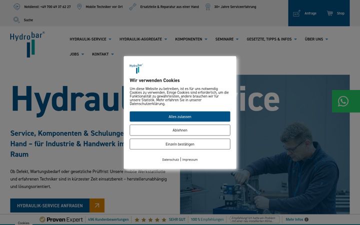 Snímek obrazovky hydrobar.de