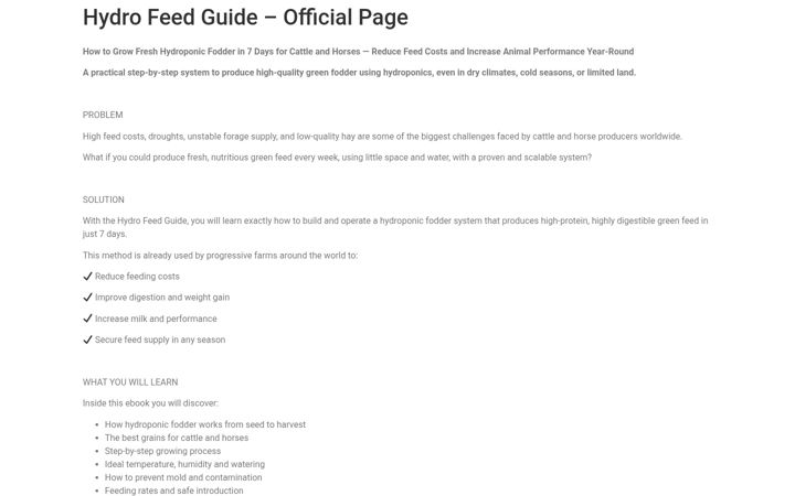 Screenshot of hydrofeedguide.com