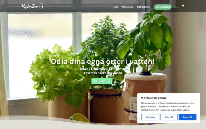 Screenshot of hydrojar.se