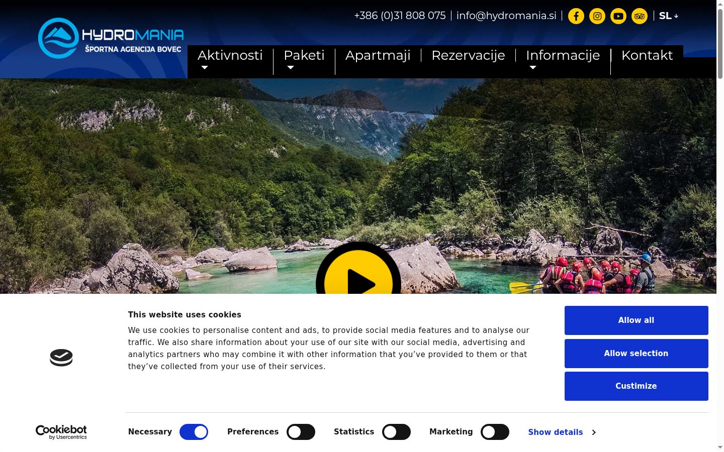 Screenshot des Einwilligungsbanners vor jeglicher Interaktion