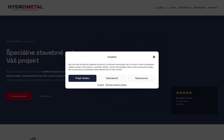 Screenshot of hydrometal.sk
