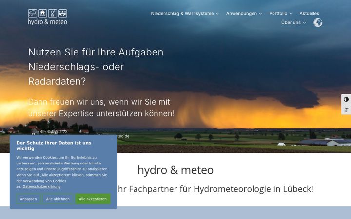 Snímek obrazovky hydrometeo.de