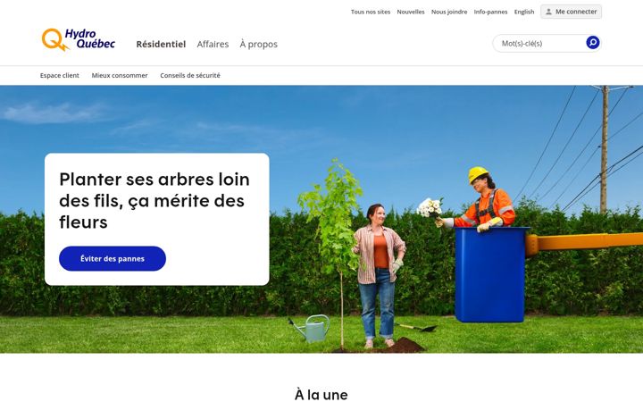 Ekrano kopija hydroquebec.com
