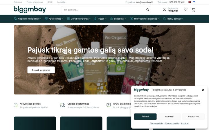 Posnetek zaslona hydroshop.lt
