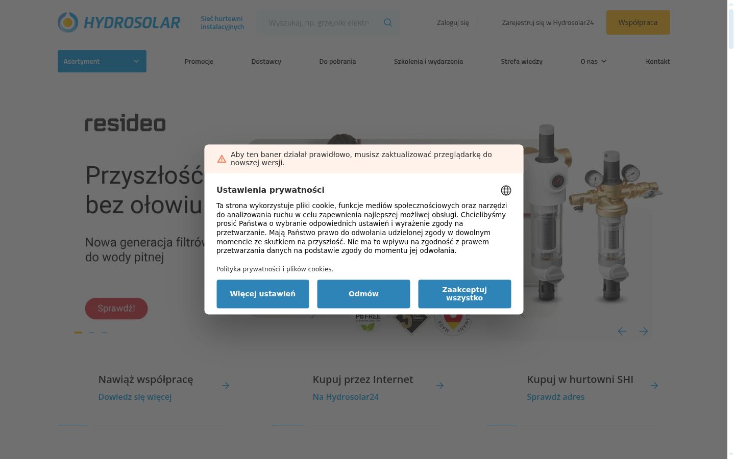 Ekrānuzņēmums ar piekrišanas baneri, kas tika rādīts pirms jebkādas mijiedarbības