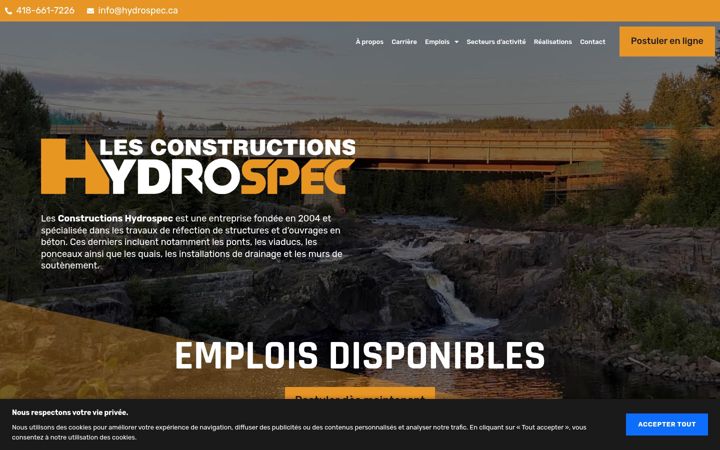 Screenshot of hydrospec.ca
