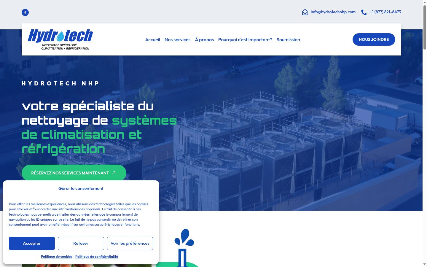 Capture d'écran de la bannière de consentement affichée avant toute interaction