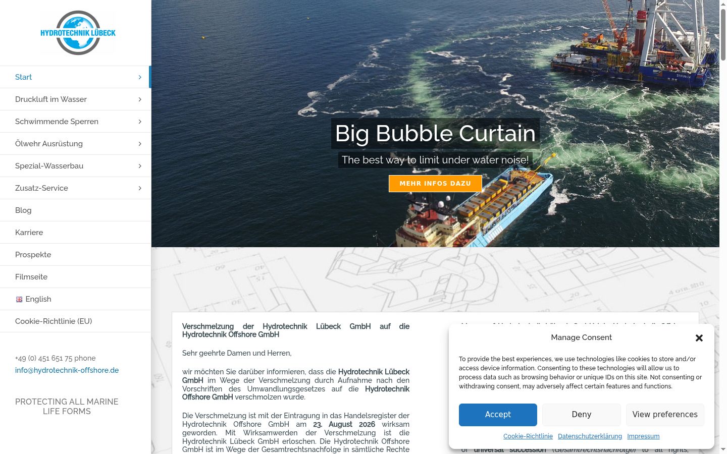 Screenshot des Einwilligungsbanners vor jeglicher Interaktion