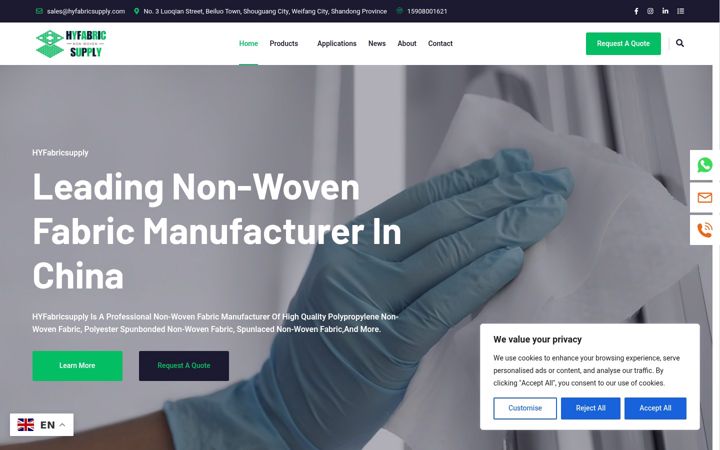 Screenshot of hyfabricsupply.com