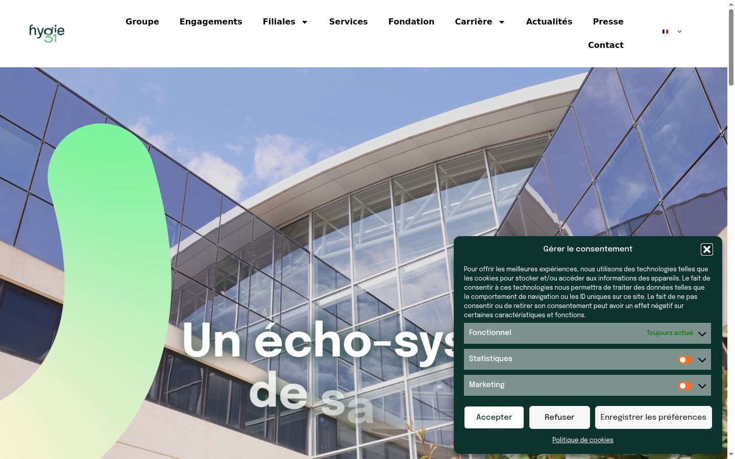 Captura de ecrã do banner de consentimento apresentado antes de qualquer interação