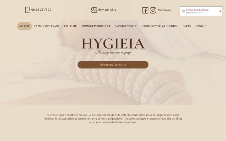 Screenshot of hygieia-massage.fr