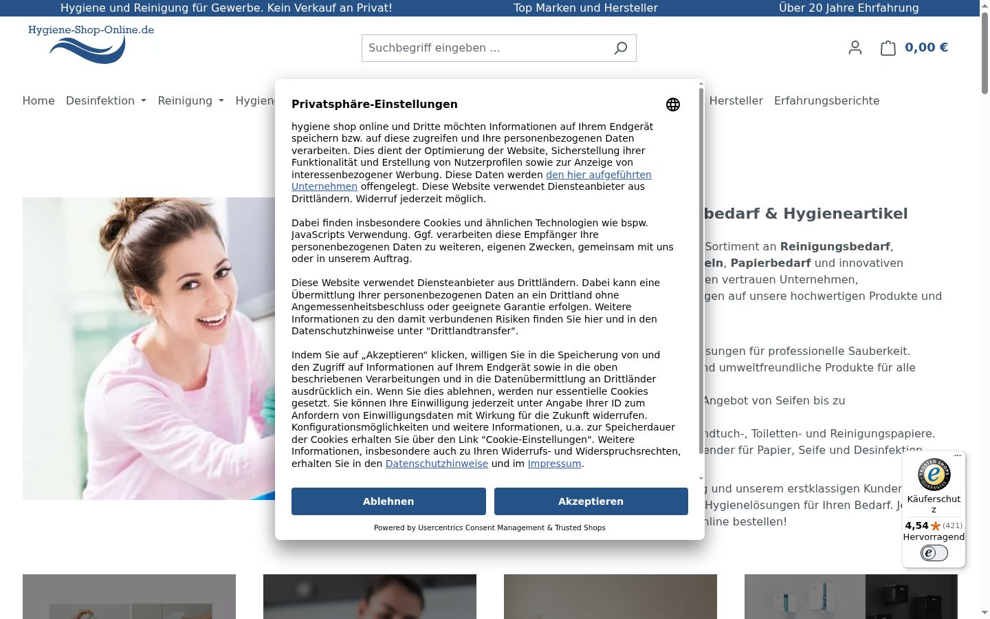 Képernyőkép a bármilyen interakció előtt megjelenő hozzájárulási bannerről
