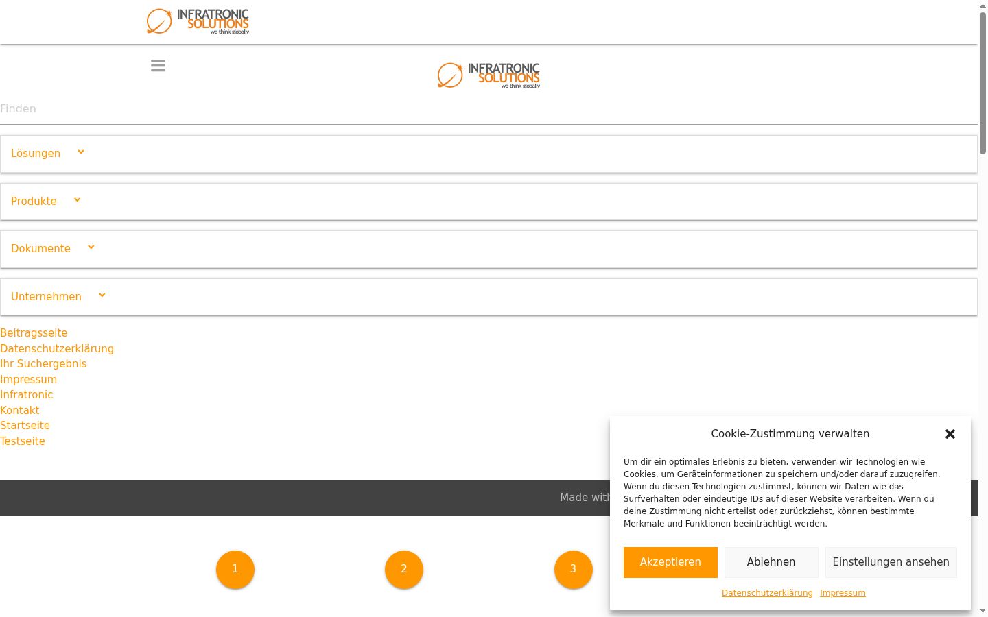 Screenshot del banner di consenso mostrato prima di qualsiasi interazione