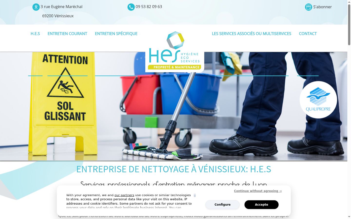 Capture d'écran de la bannière de consentement affichée avant toute interaction