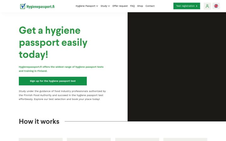 Screenshot of hygienepassport.fi