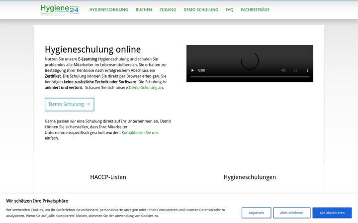 Ekrano kopija hygieneschulung24.de