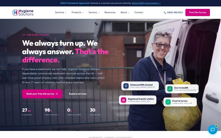 Screenshot of hygienesolutions.org