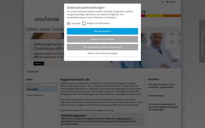 Ekrano kopija hygienewissen.de
