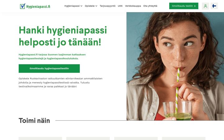 Screenshot of hygieniapassi.fi