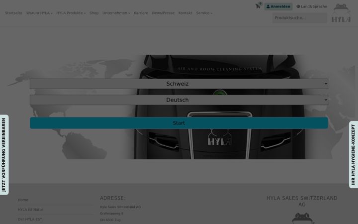 Screenshot of hyla-switzerland.de