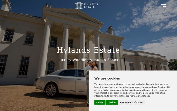 Screenshot of hylandsestateweddings.co.uk