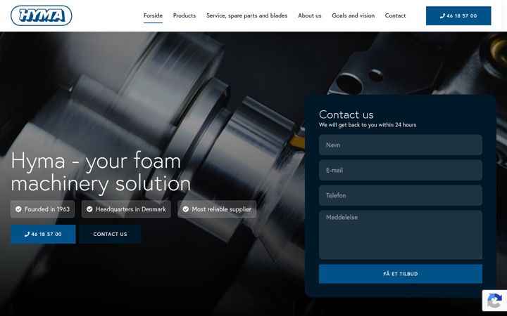 Screenshot of hyma.dk