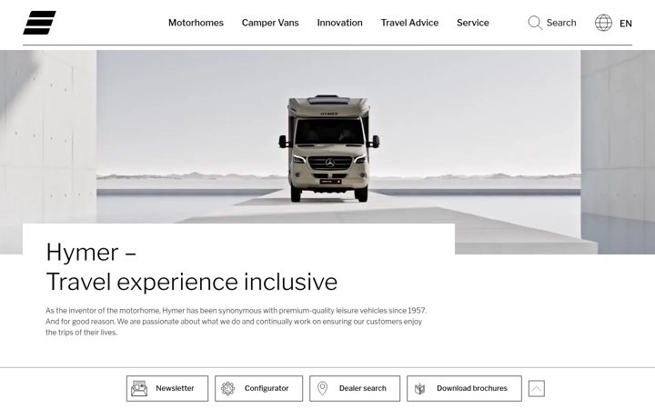 Screenshot of hymer.com