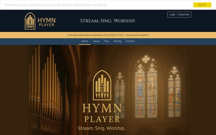Screenshot of hymn-player.com
