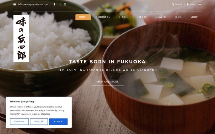 Screenshot of hyoshiro-us.com