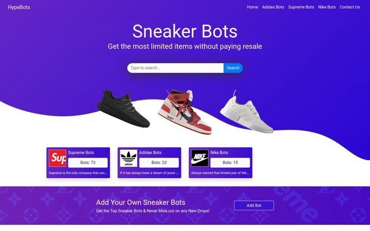 Screenshot of hypebots.org