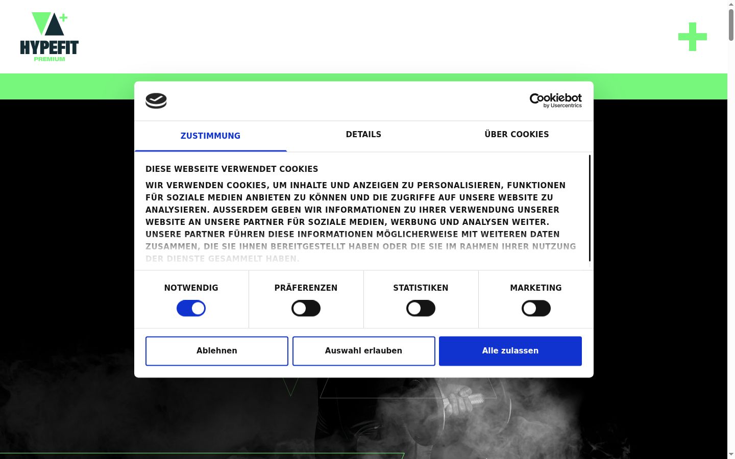 Captura de ecrã do banner de consentimento apresentado antes de qualquer interação