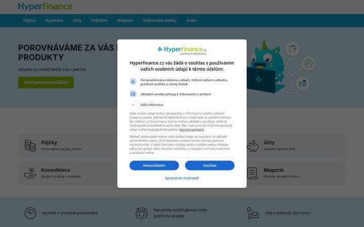 Screenshot of hyperfinance.cz