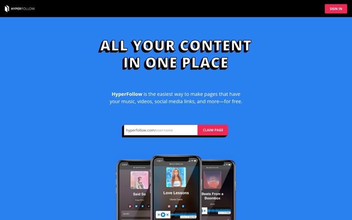 Screenshot of hyperfollow.com
