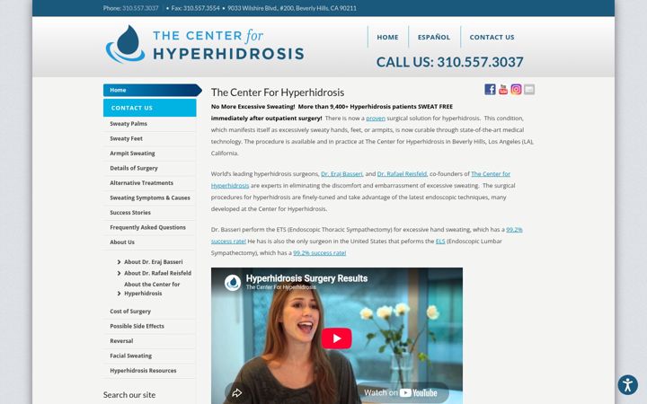 Screenshot of hyperhidrosis.com