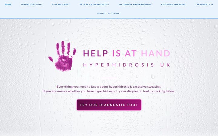 Screenshot of hyperhidrosisuk.org