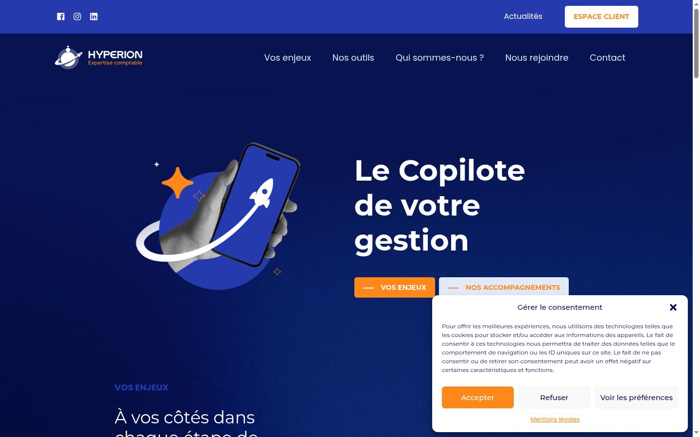 Screenshot of the consent banner shown before any interaction